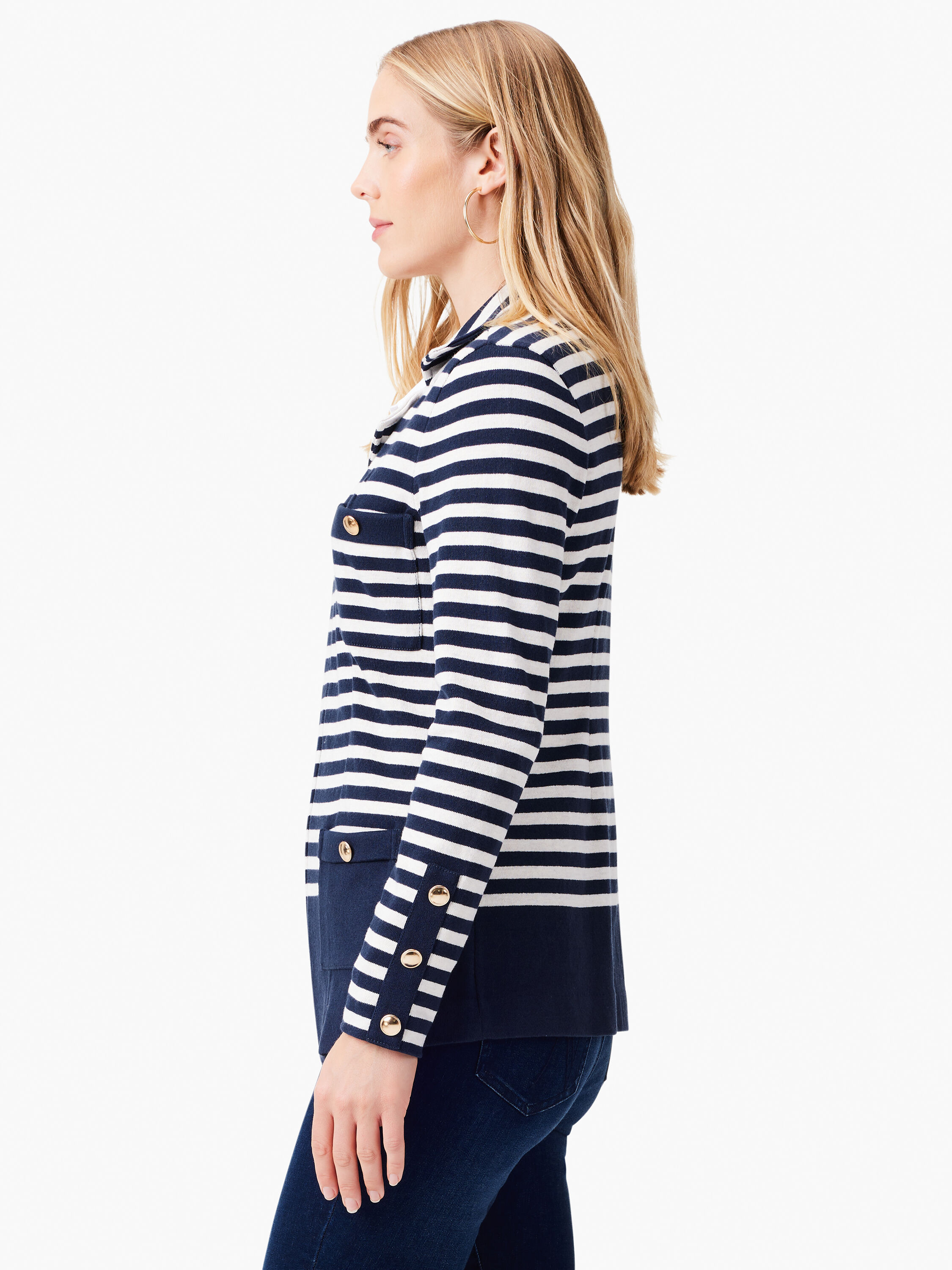 ZOY DRESS CODE ジャケット 38 Striped City Charm Knit Blazer | NIC+ZOE