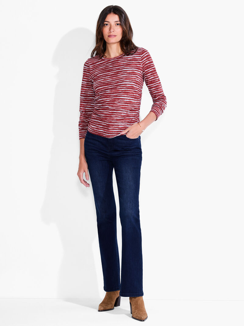Woman Wears NZT Abstract Stripe Long Sleeve Scoop Neck image number 3