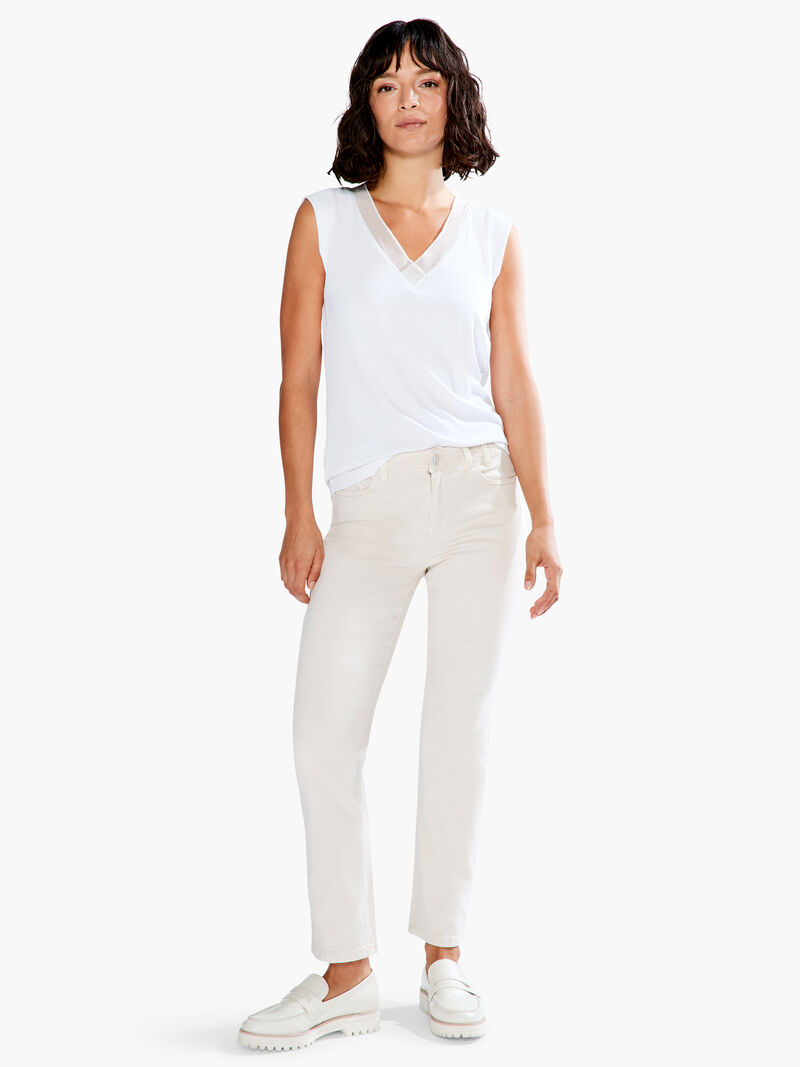 Woman Wears Drapey Rib Mesh Trim Tank image number 3