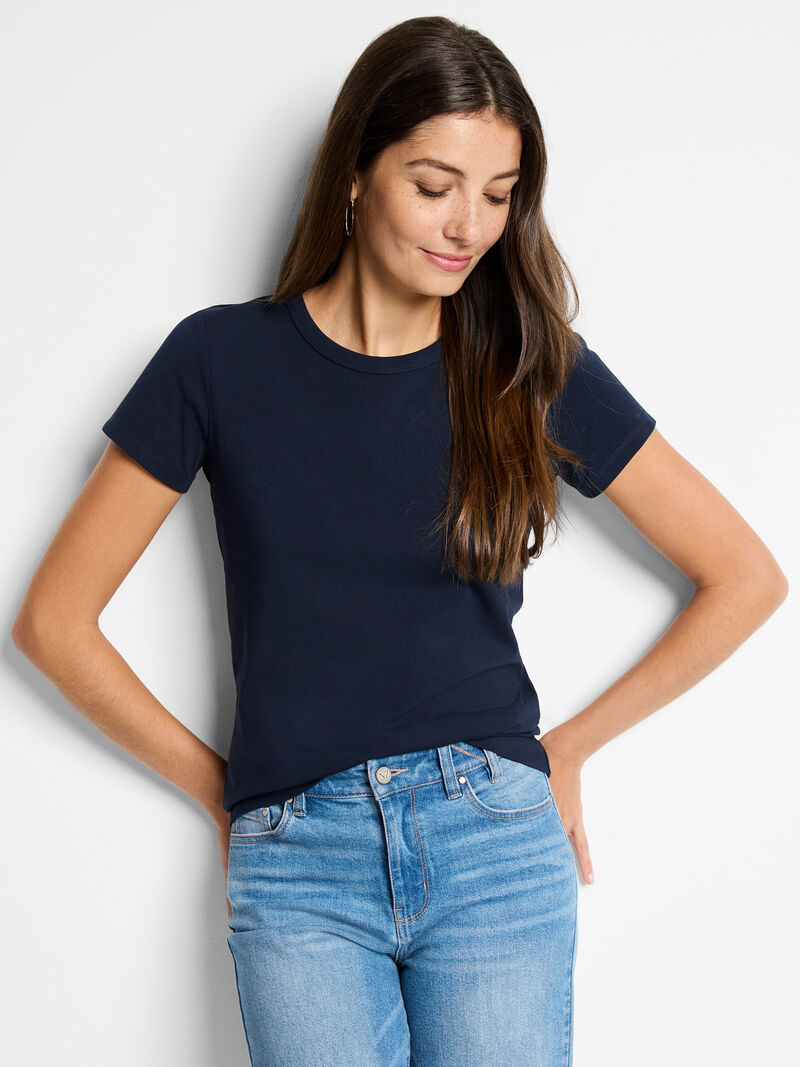Woman Wears Perfect Knit Crew Neck T-Shirt image number 0