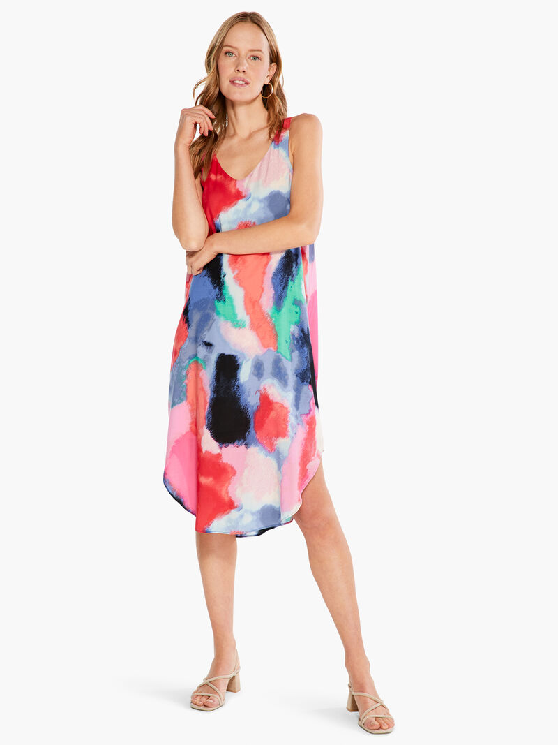 Woman Wears Abstract Art Dress image number 1