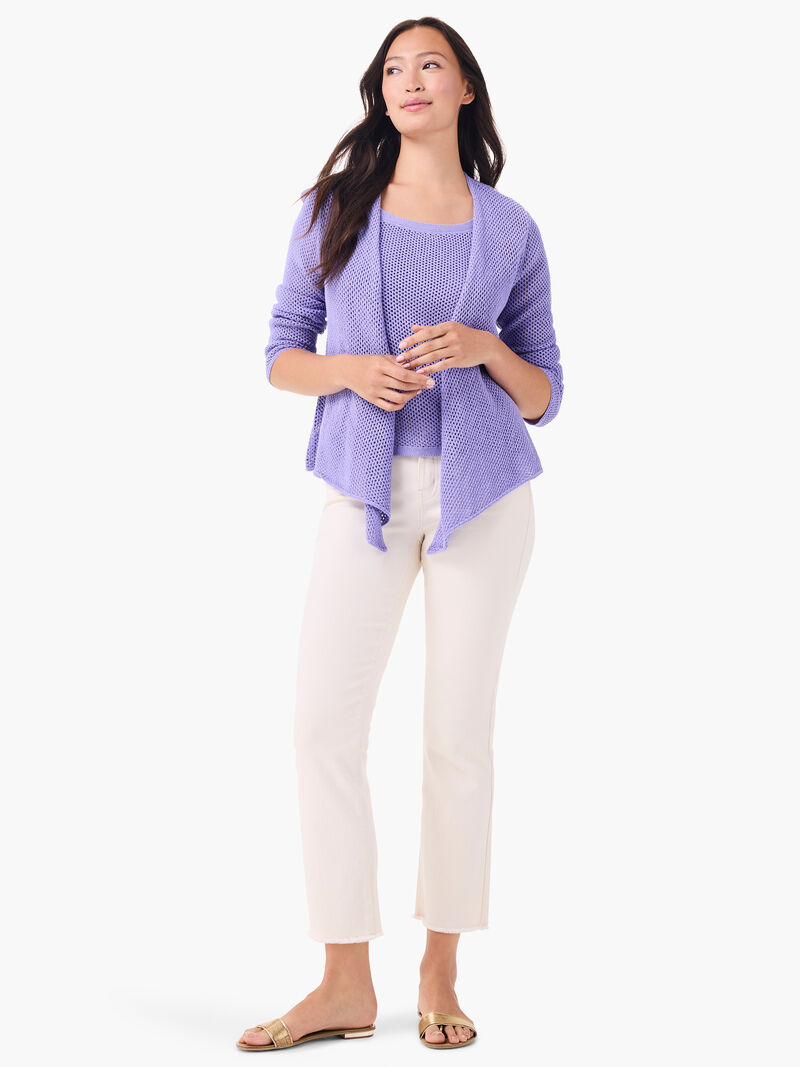 Woman Wears Mesh 4-Way Cardigan image number 1