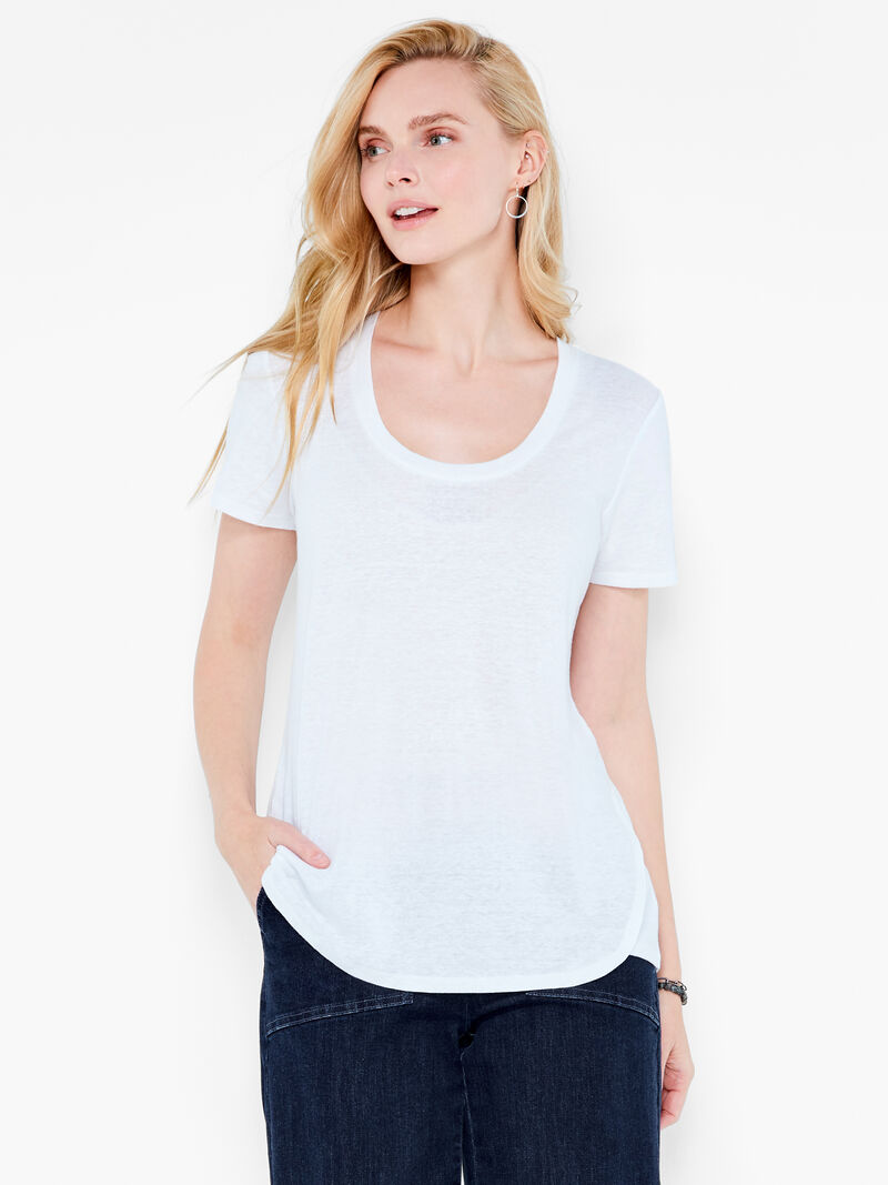Woman Wears NZT Short Sleeve Shirt Tail Scoop Tee image number 0