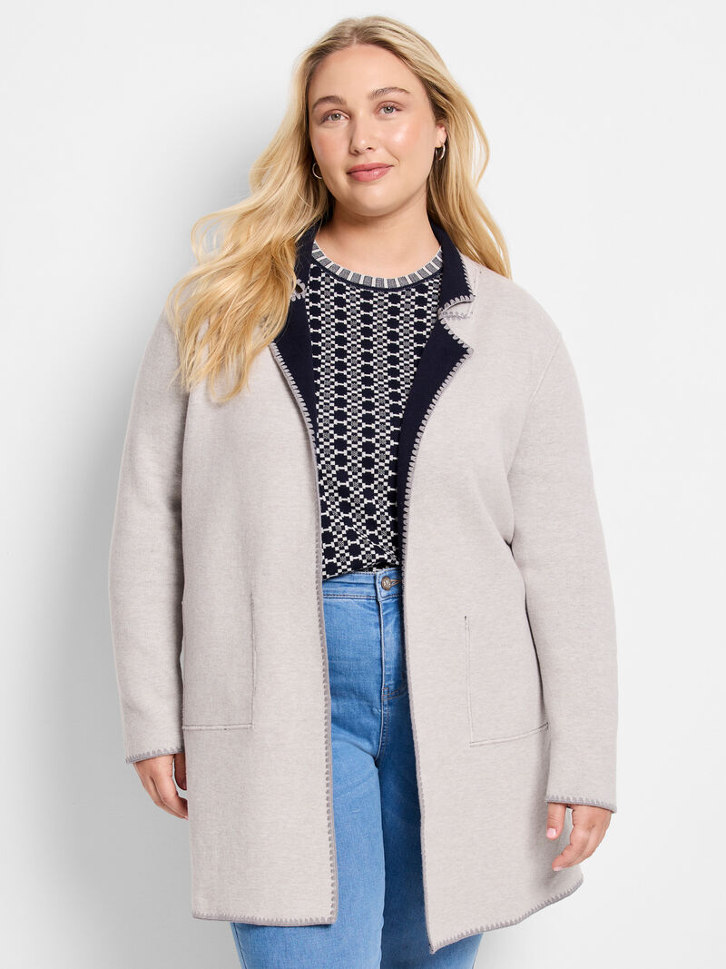 Woman Wears Cool Nights Reversible Knit Jacket image number 1