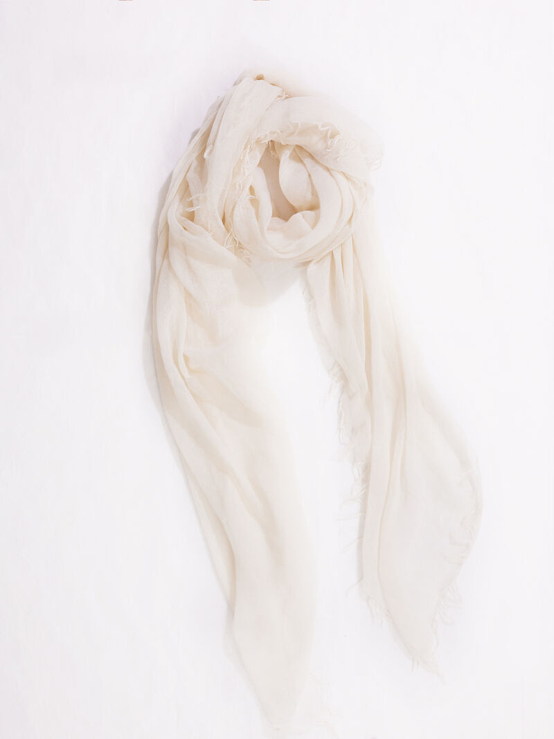 Woman Wears Chan Luu Solid Scarf With Fringe Edges image number 0