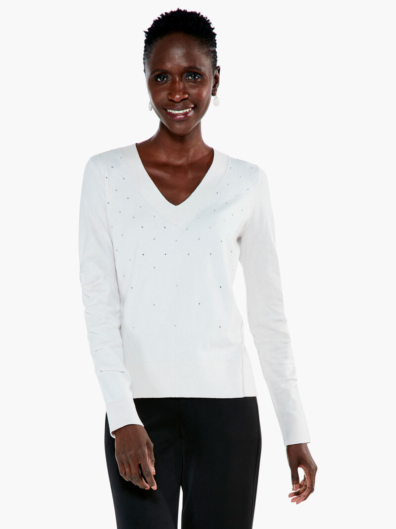 Woman Wears Relaxed Glam Sweater image number 0
