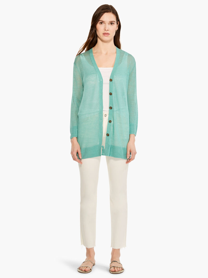 Woman Wears Featherweight Button Cardigan image number 3