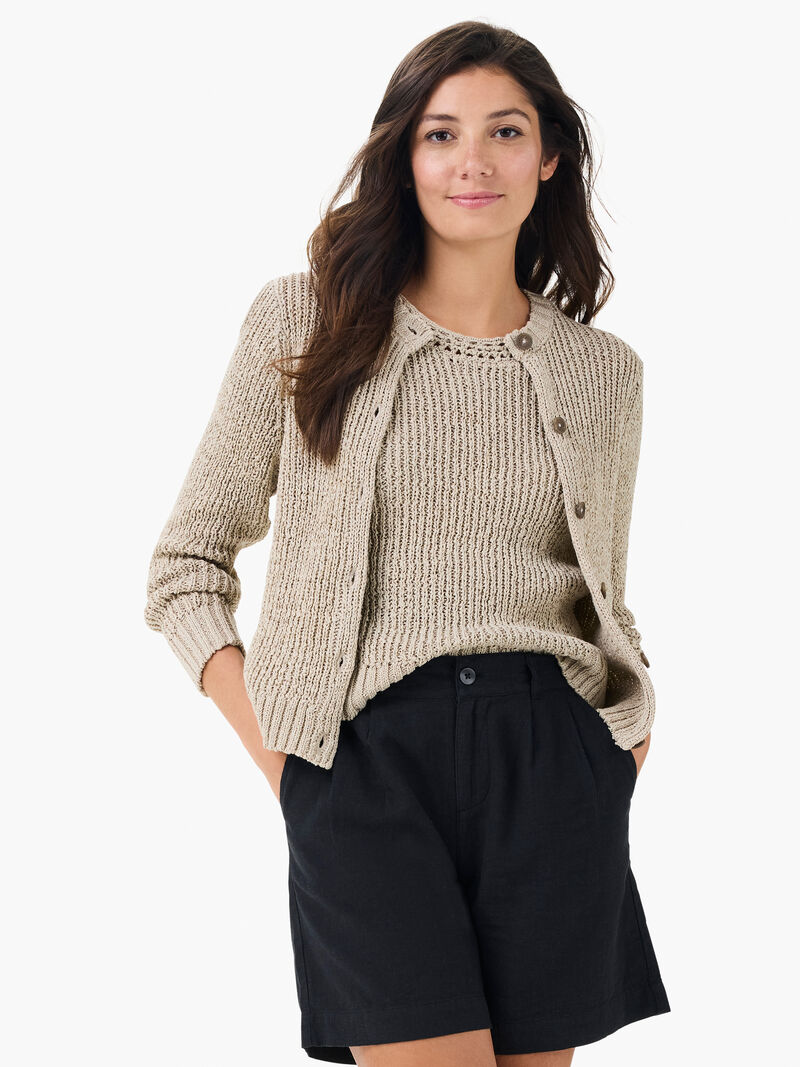 Woman Wears Tape Yarn Button Cardigan image number 0