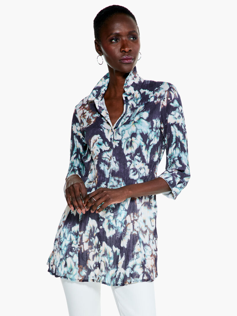 
                    Denim Blooms Crinkle Top