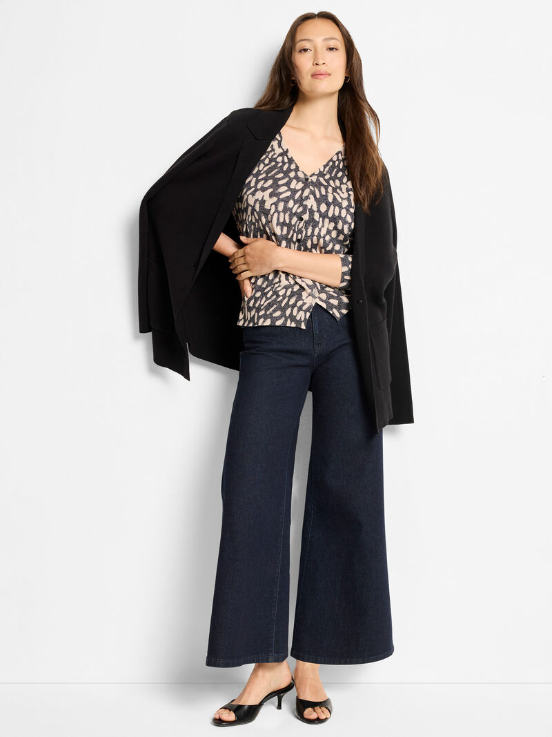 Wild Dot Buttoned Up Pullover Sweater