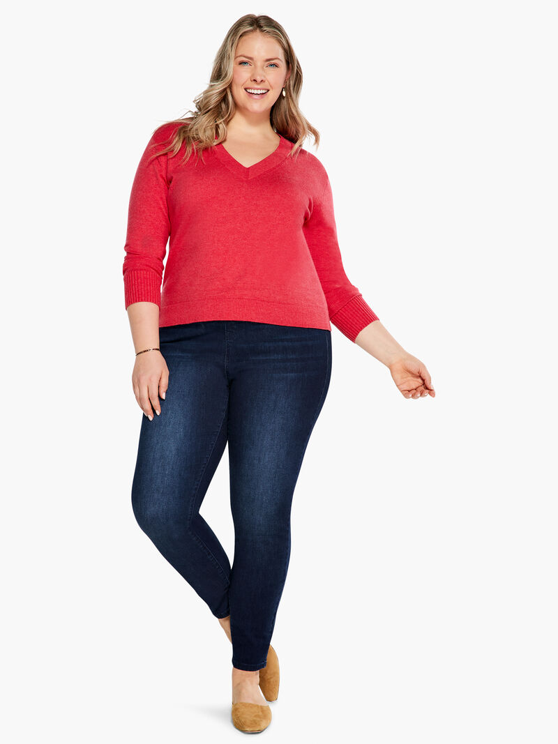 Woman Wears Shorty V Sweater image number 3