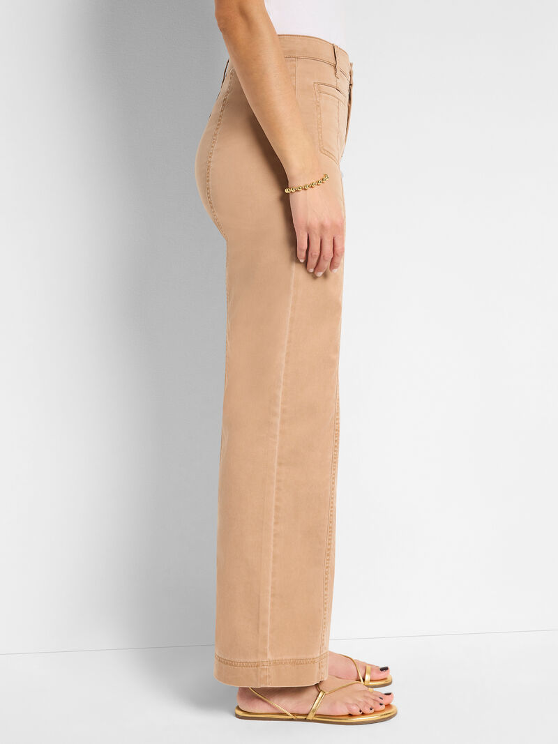 Woman Wears 31" Cotton Sateen Wide Leg Pant image number 2