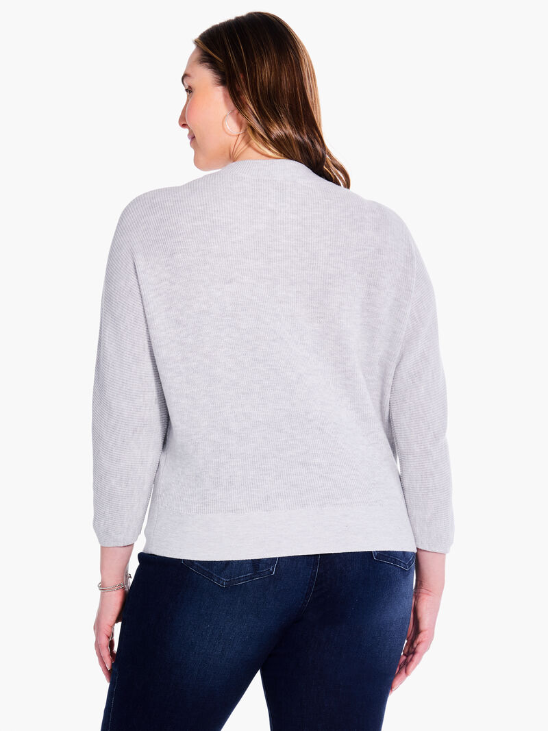 Woman Wears Shaker Knit Mock Sweater image number 2