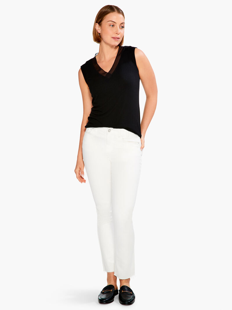Woman Wears Drapey Rib Mesh Trim Tank image number 3