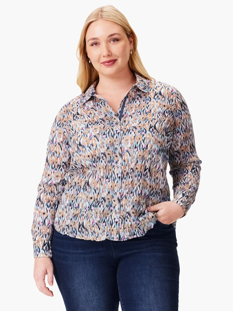 NIC+ZOE Women's Plus Size Seaside Shade Shirt, Indigo Multi, 3X at