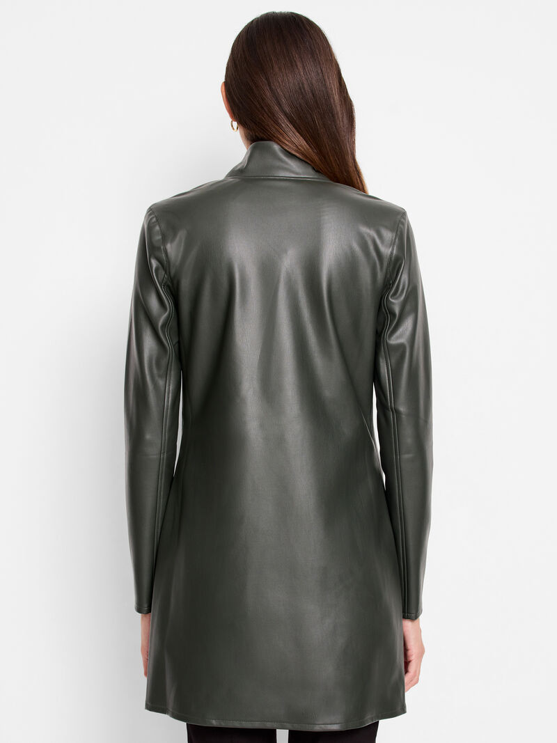 Woman Wears Faux Leather Lounge Around Jacket image number 3