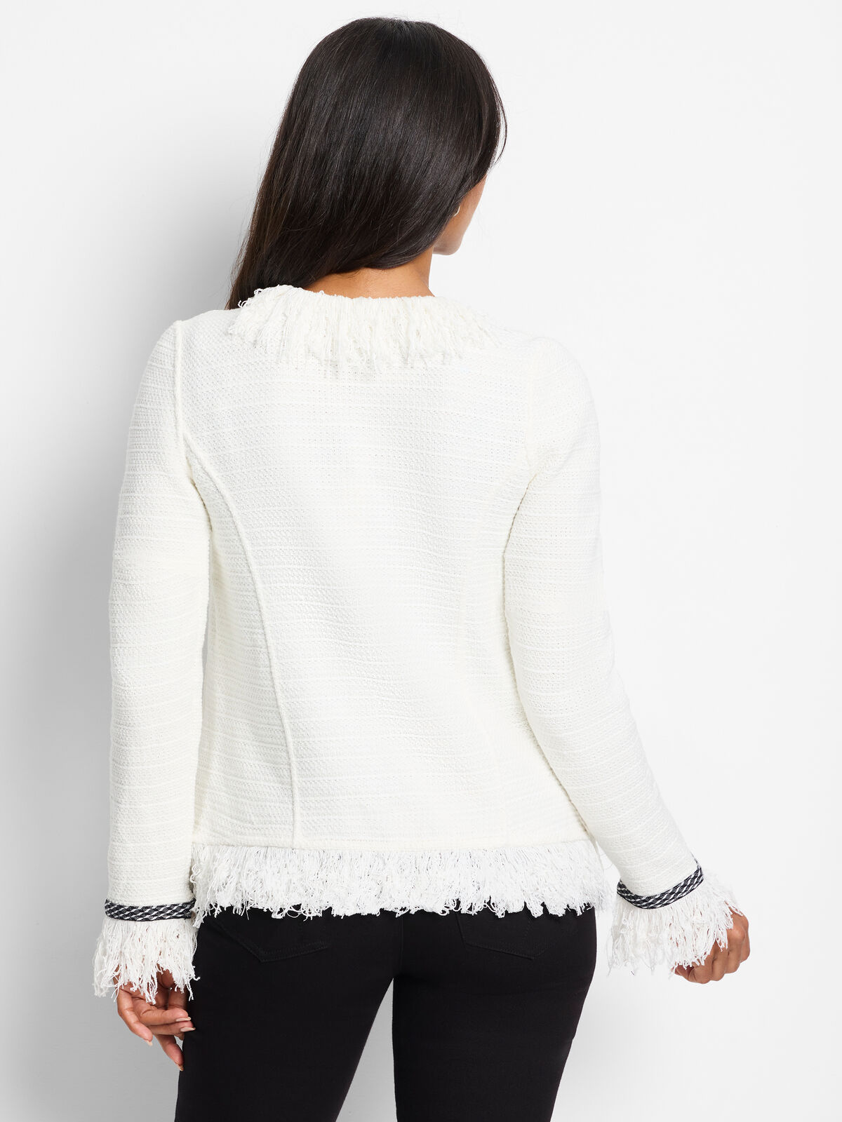 Statement Fringe Mix Knit Jacket