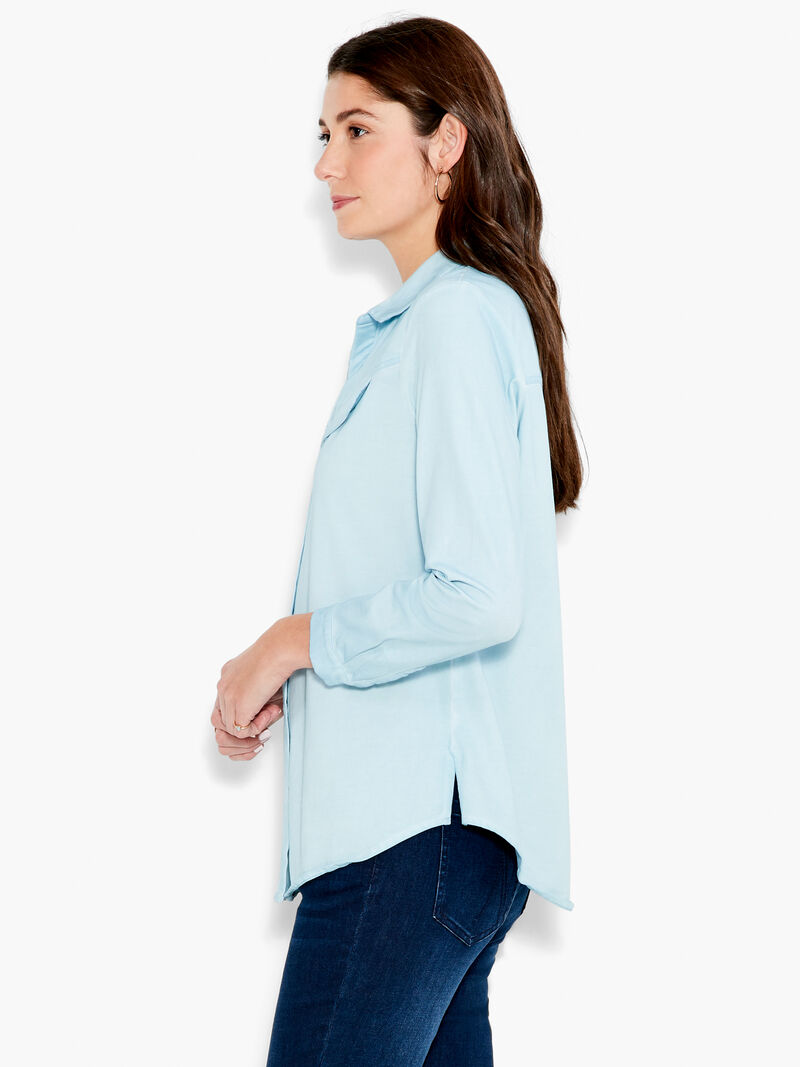 Woman Wears NZT Long Sleeve Angled Pocket Shirt image number 1