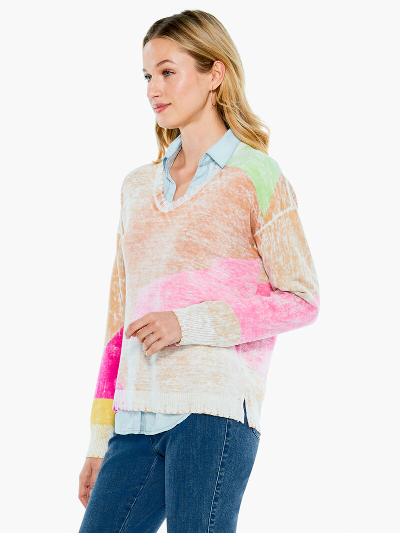 Woman Wears Mosaic Sunrise Sweater image number 1