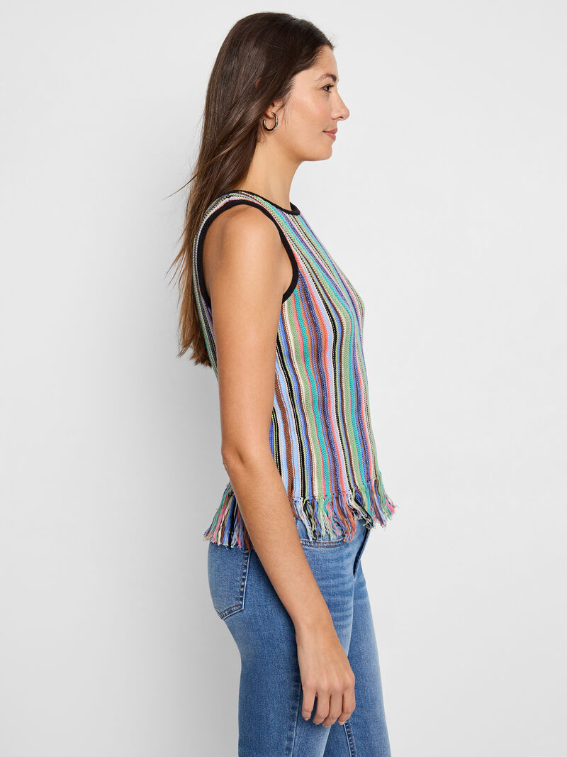 Woman Wears Falling Fringe Sweater Tank image number 4