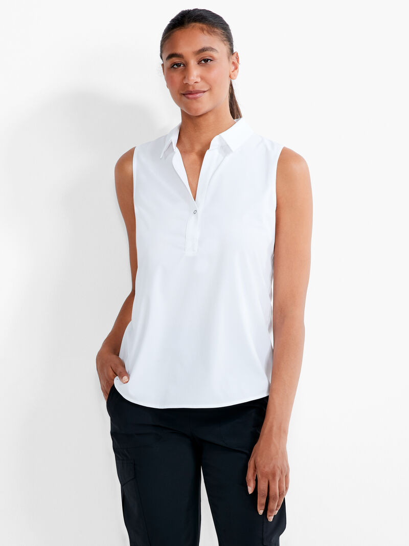Woman Wears Tech Stretch Collared Tank image number 0
