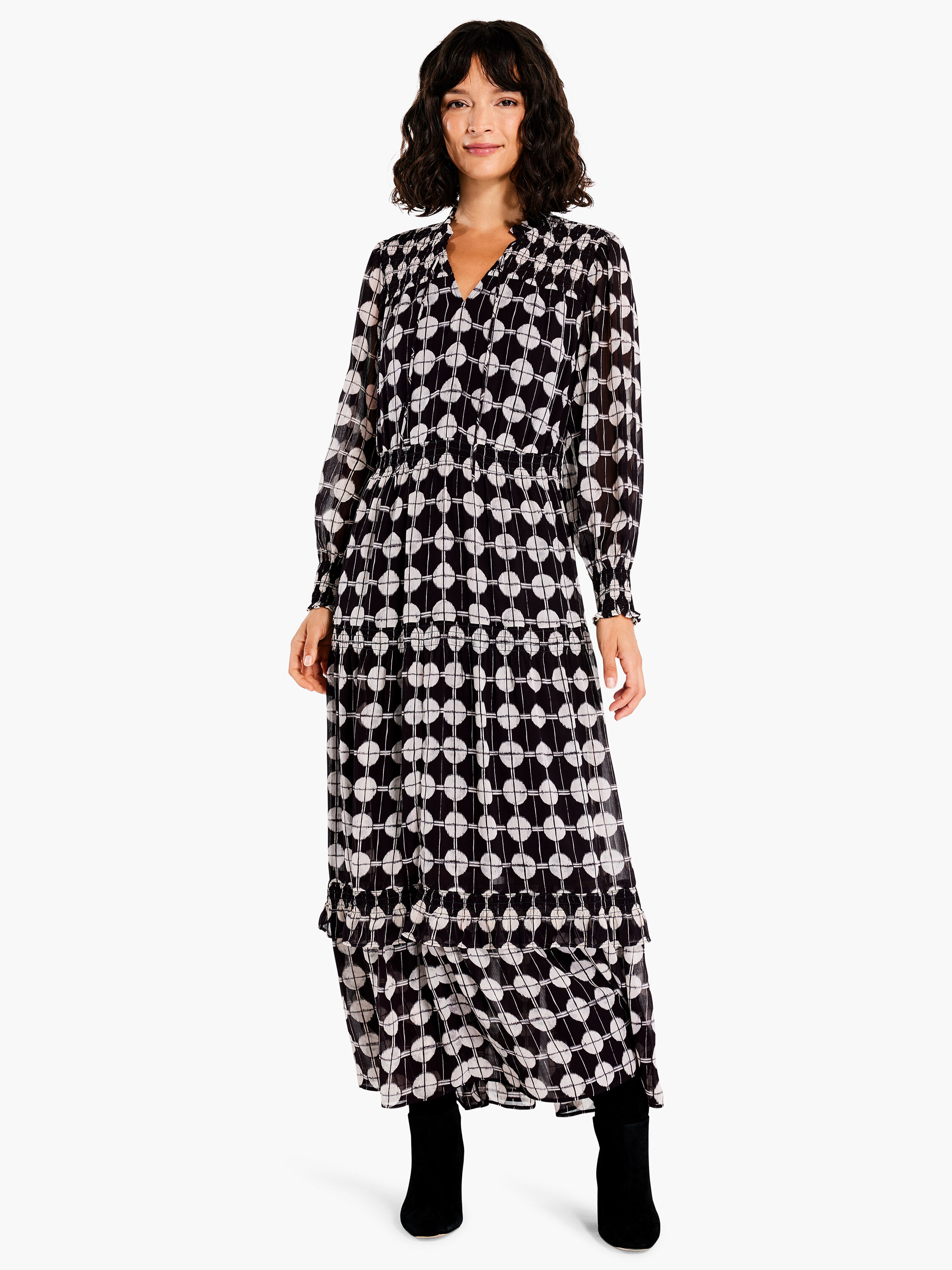 NIC+ZOE Chiffon Dot Maxi Dress