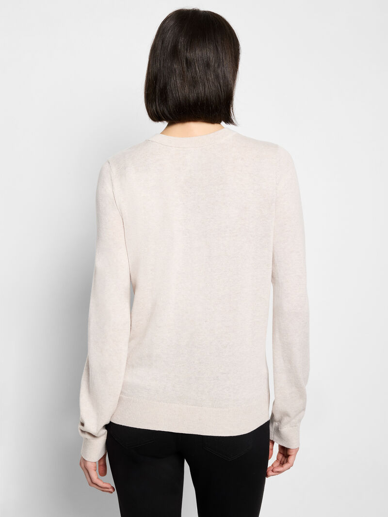 Woman Wears Pure Cotton Crew Neck Sweater image number 3