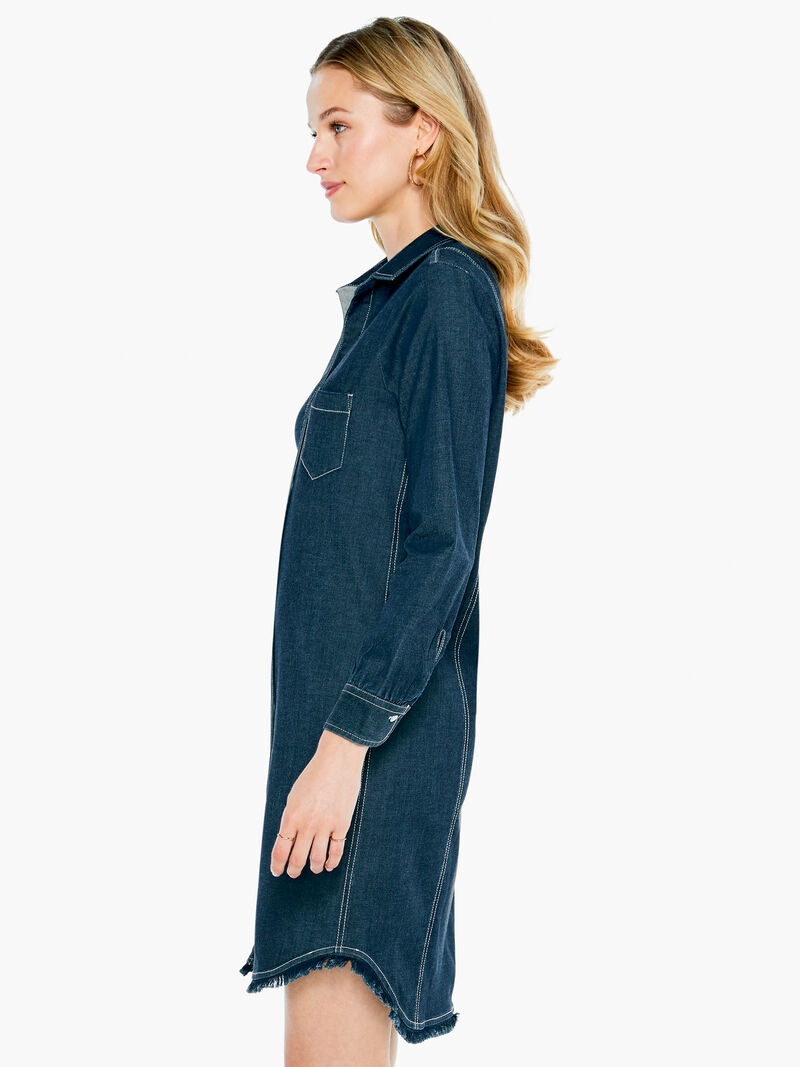 Woman Wears Denim Day Dress image number 1