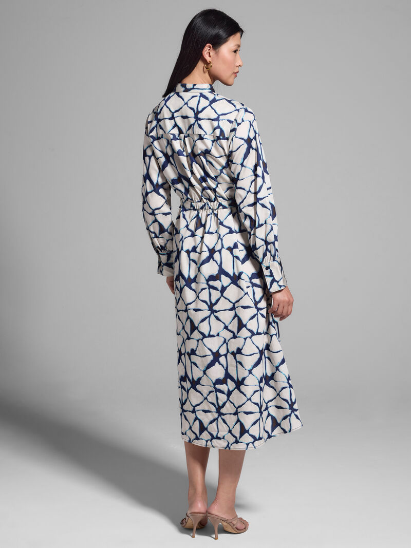 Woman Wears Fractured Lines Shirt Dress image number 2