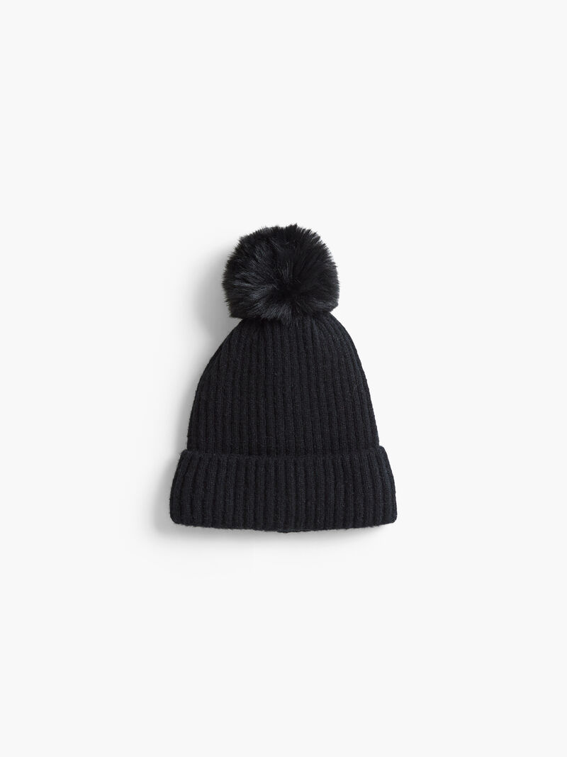 Woman Wears Rib Lined Pom Hat image number 0