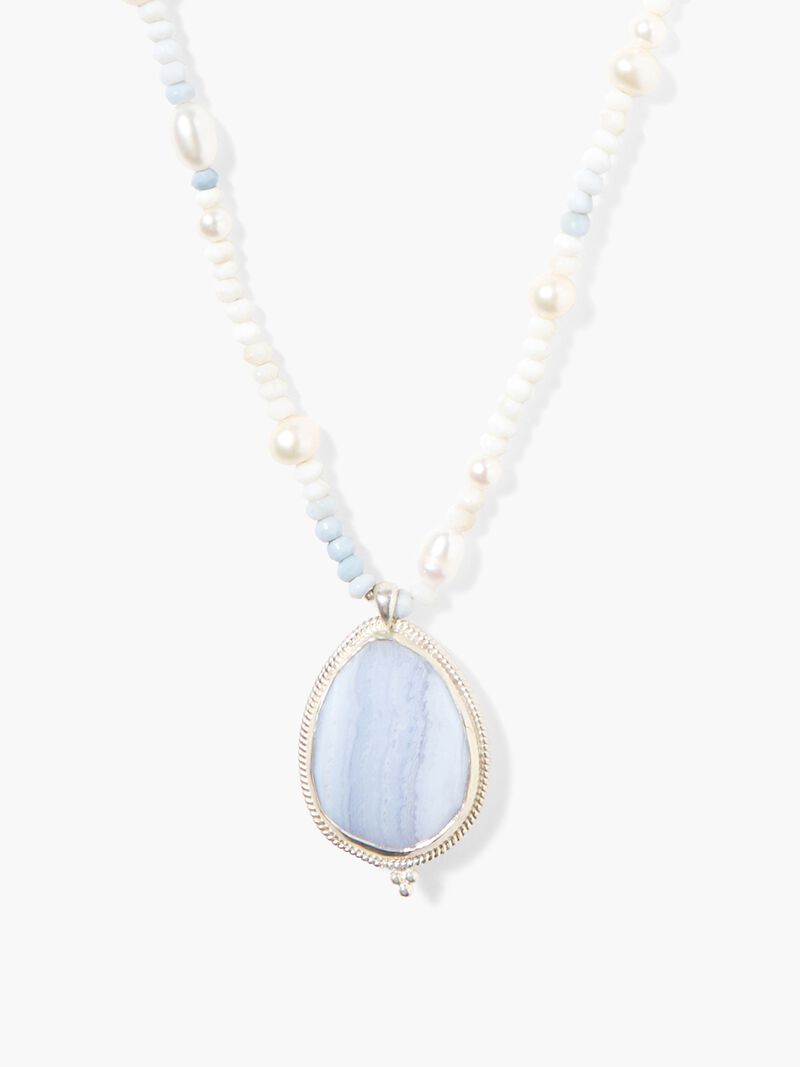 Woman Wears Chan Luu - Blue Lace Agate Pendant Necklace image number 2