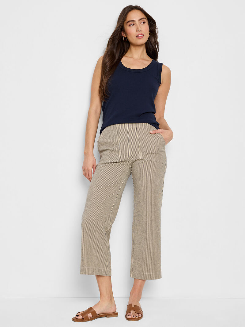 Woman Wears All Day Stripe Wide-Leg Jeans image number 1