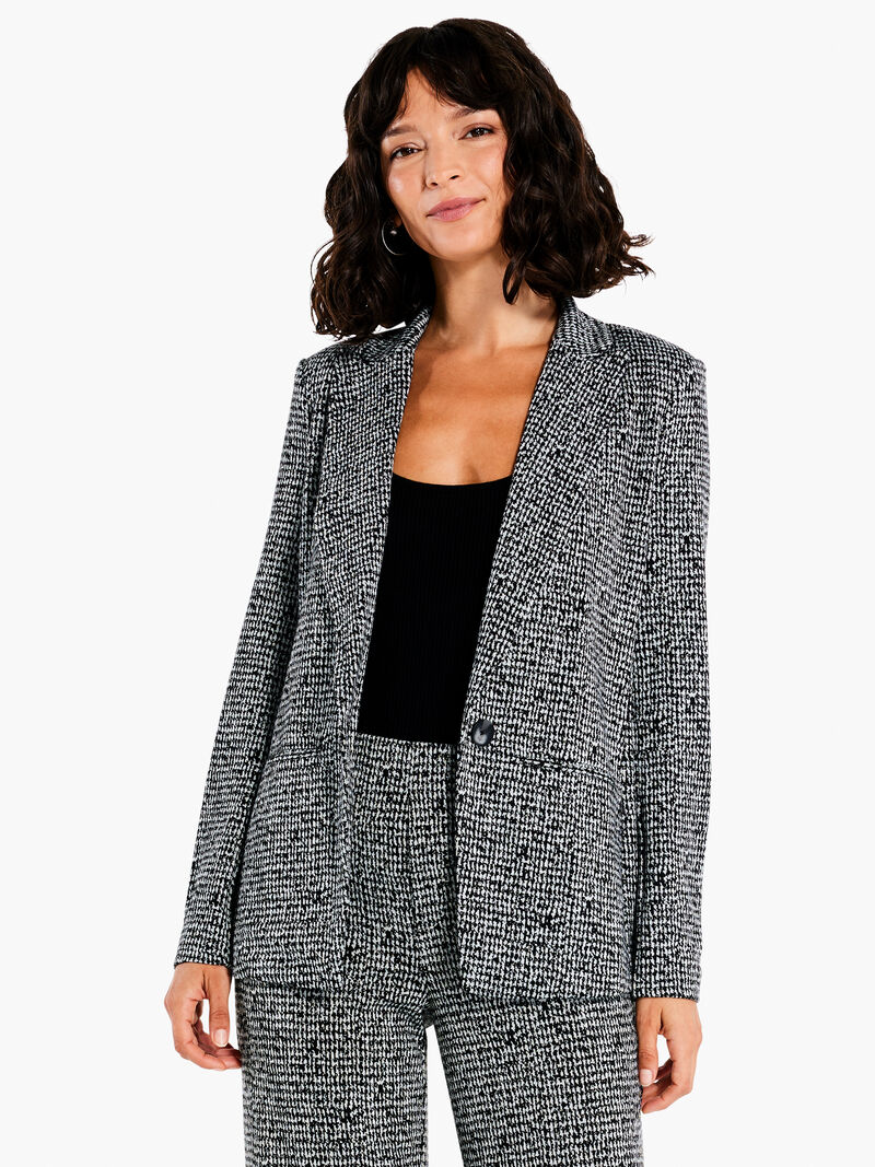 
                    Etched Tweed Knit Blazer