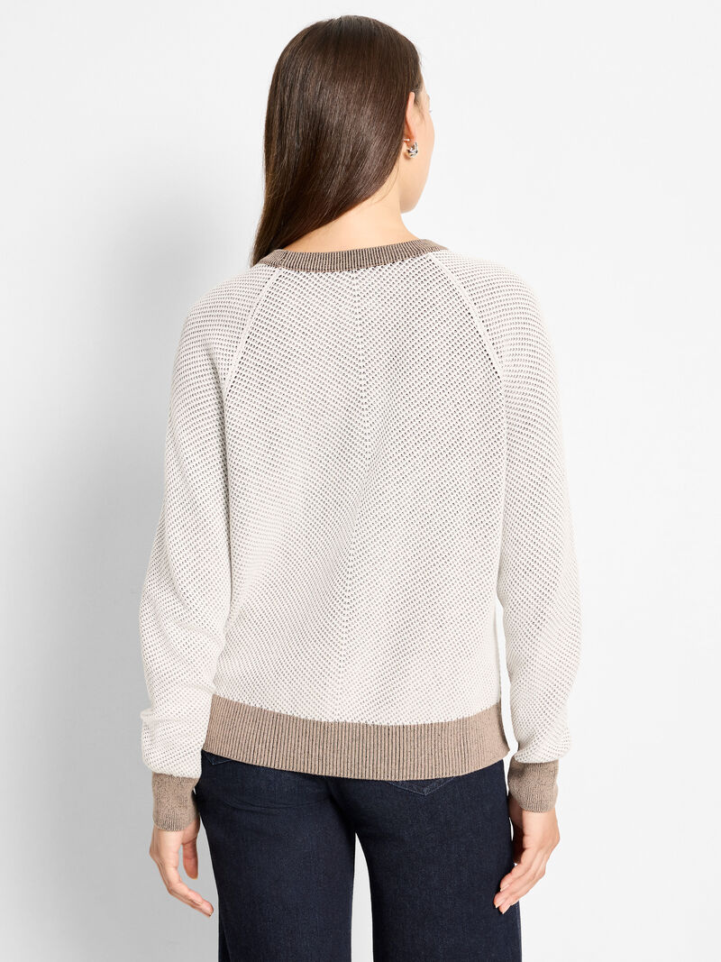 Woman Wears Textured Cotton Sweater image number 3