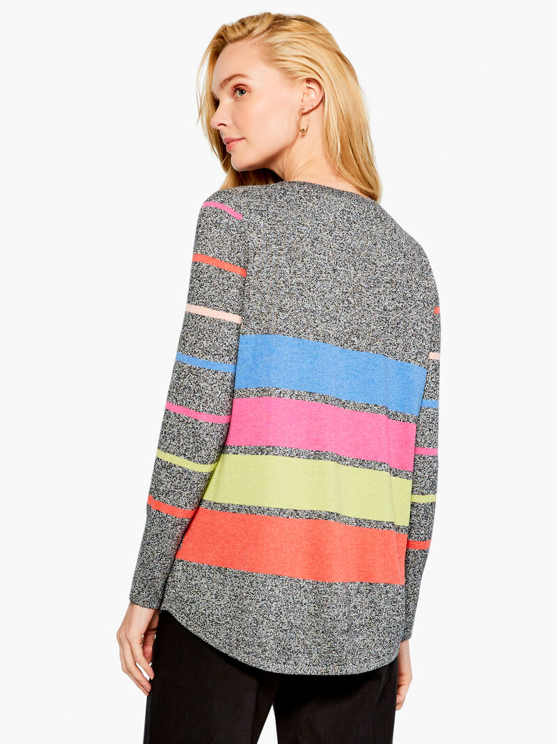 Woman Wears Rainbow Stripe Vital Crewneck Sweater image number 2