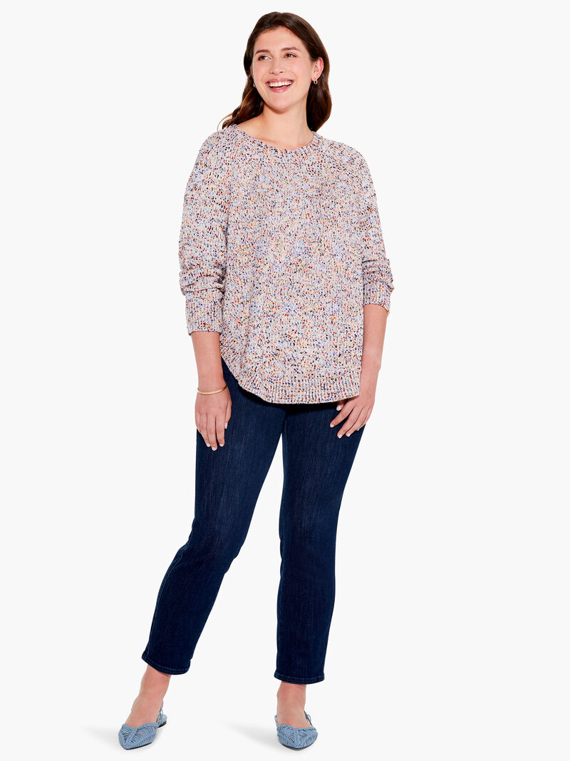 Woman Wears Speckled Sunrise Sweater image number 3