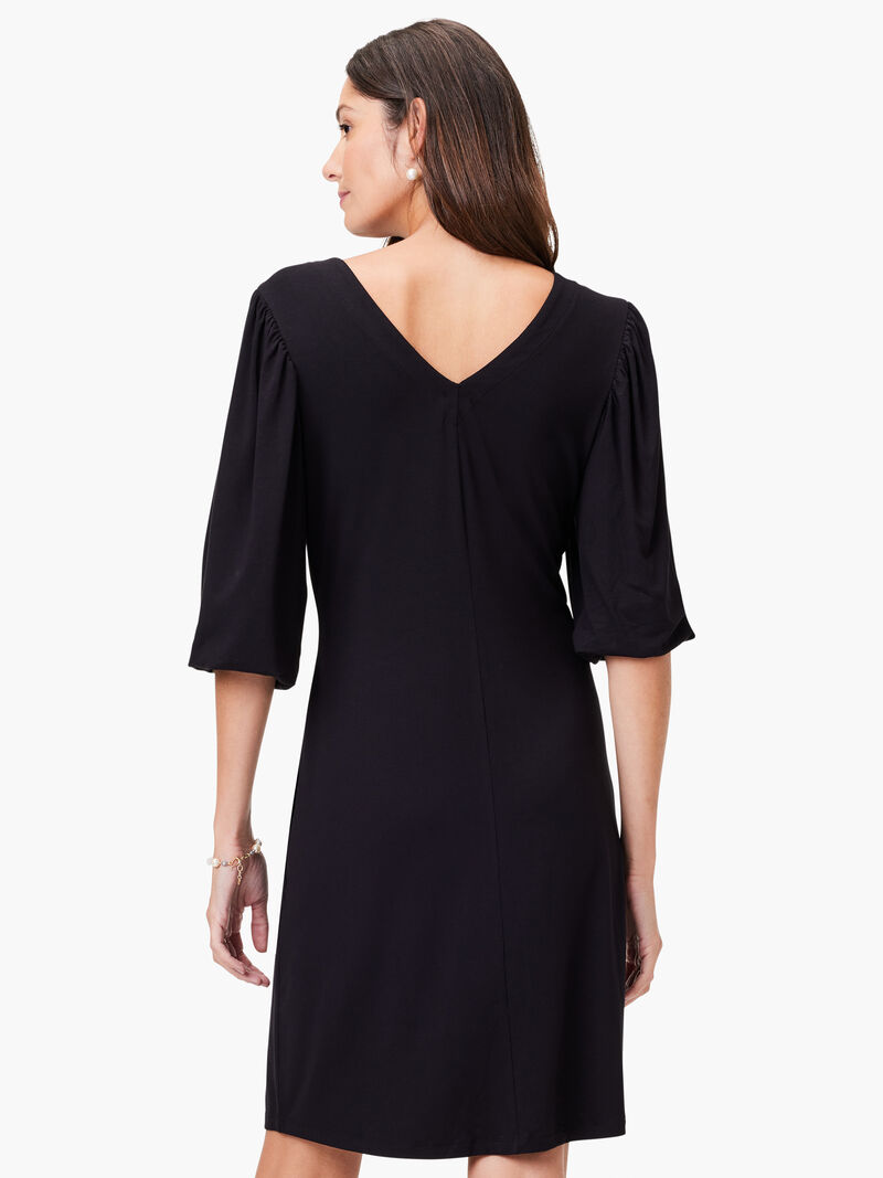 Woman Wears V-Neck Knit Dress image number 2