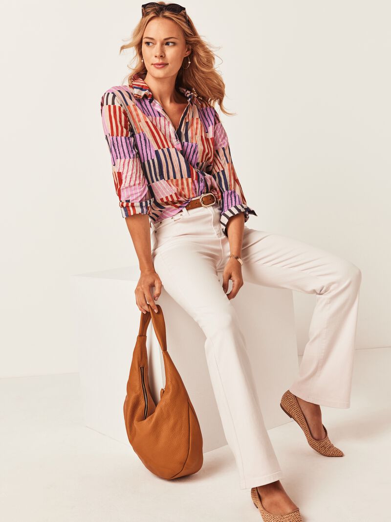 Woman Wears Art Block Crinkle Shirt image number 5