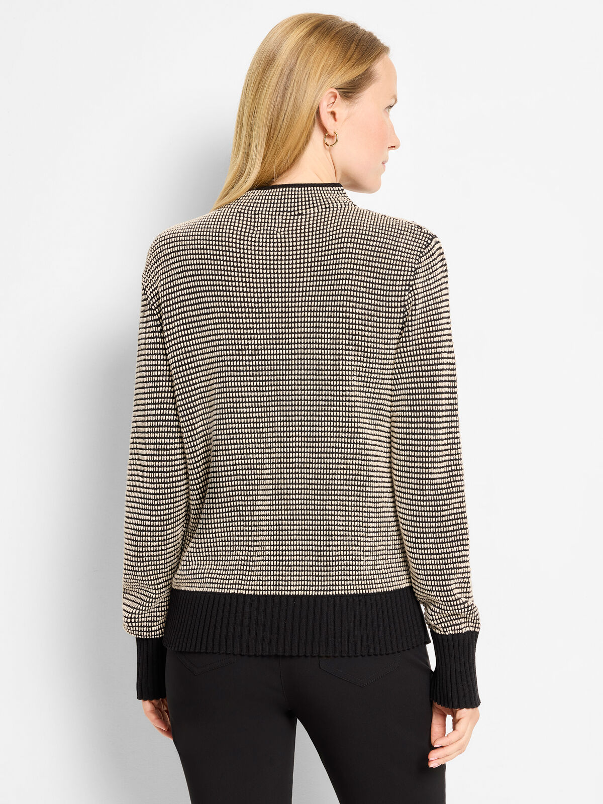Funnel Neck Pixel Knit Sweater