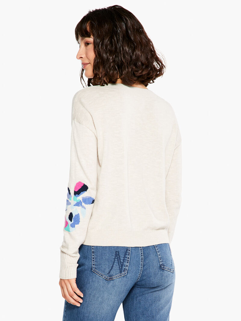 Woman Wears Blooming Short V Sweater image number 2