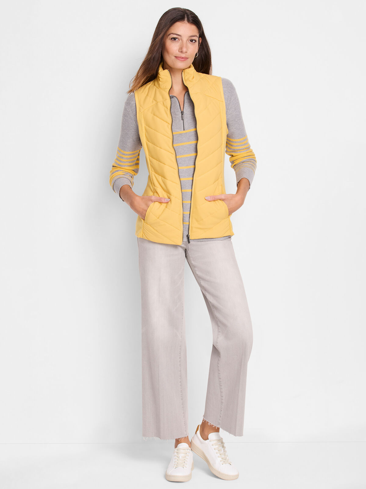 Quilted Knit Trim Puffer Vest