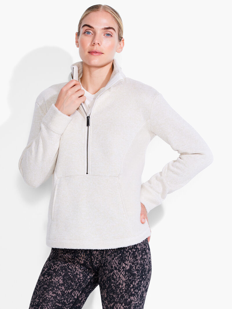 Woman Wears Fleece Knit Half Zip image number 0