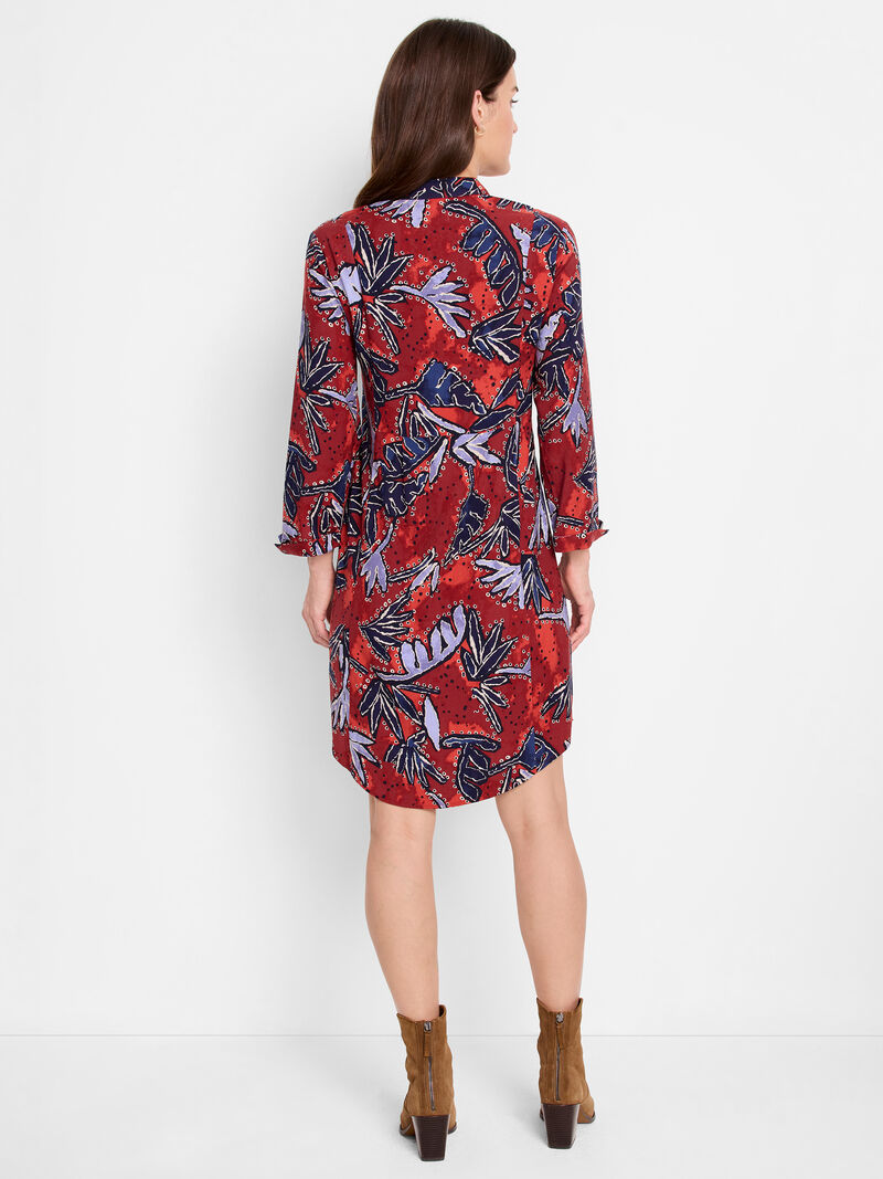 Woman Wears Autumn Leaves Live In Dress image number 2