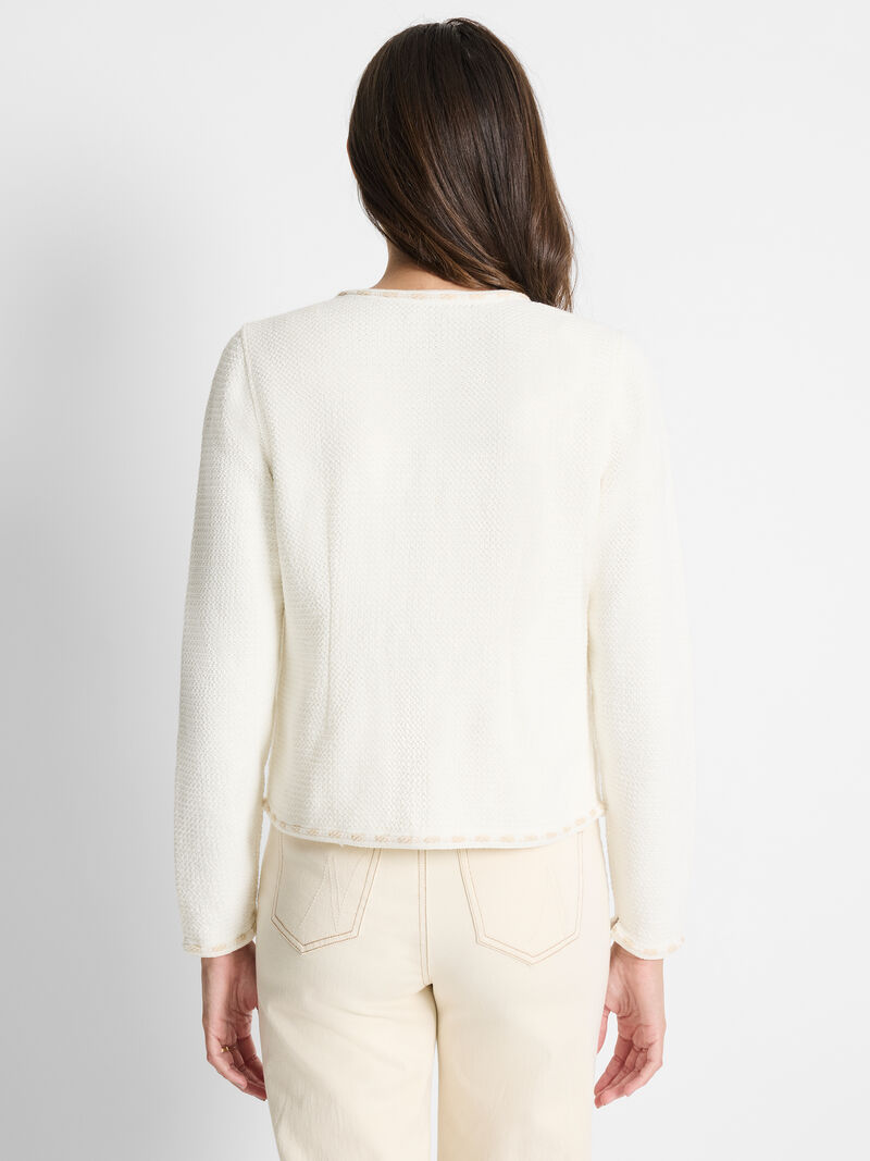 Woman Wears Stitch Trim Knit Jacket image number 3