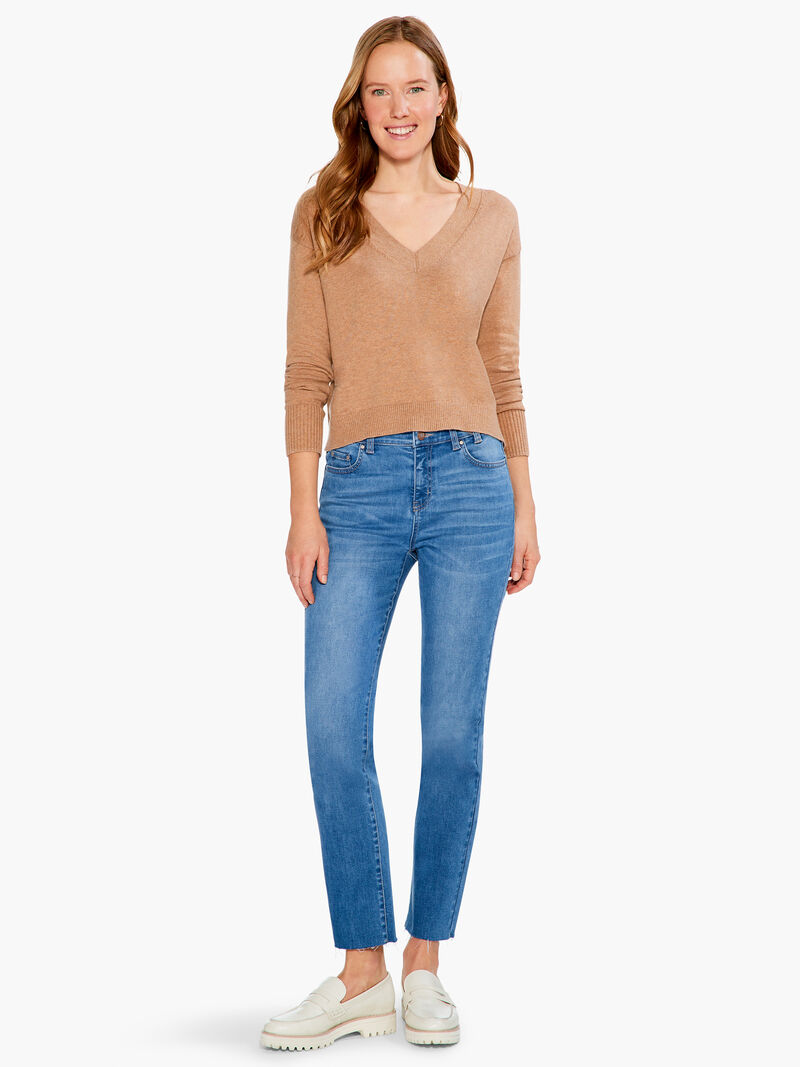 Woman Wears Shorty V Sweater image number 3