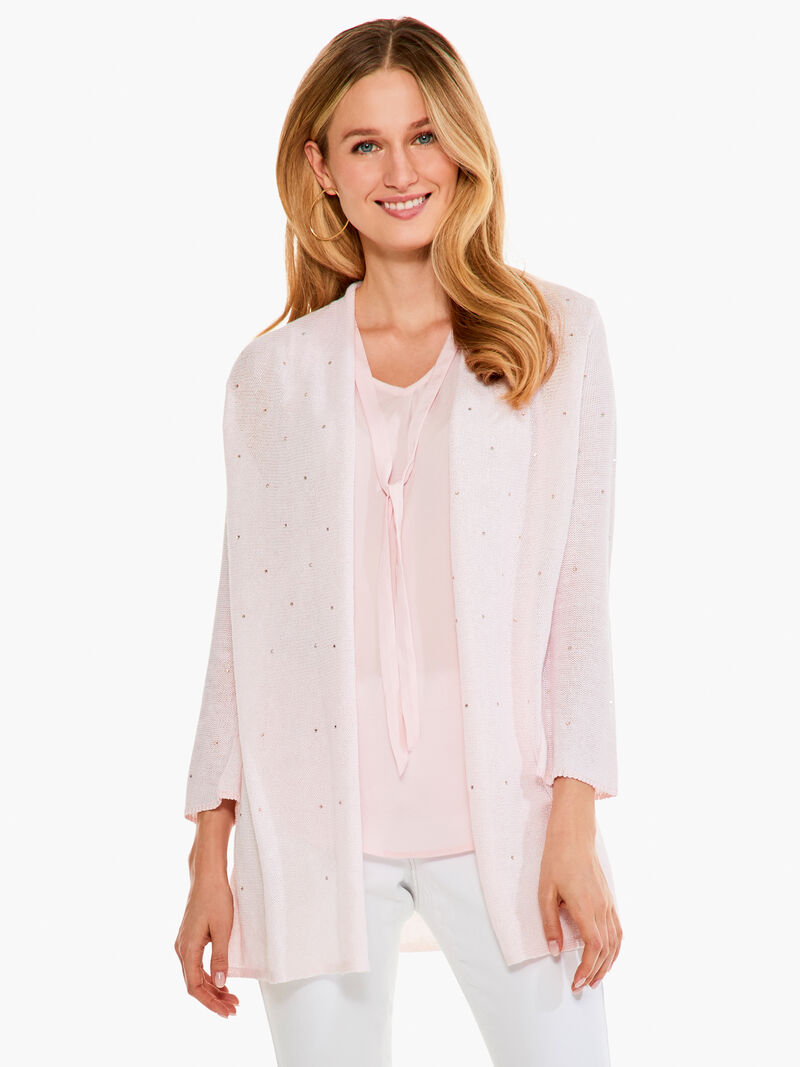Woman Wears Seaside Sparkle Cardigan image number 1