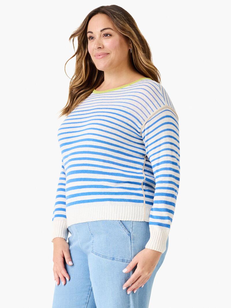 Woman Wears Striped Up Supersoft Sweater image number 2