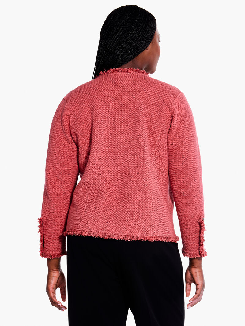 Woman Wears Fringe Mix Knit Jacket image number 2