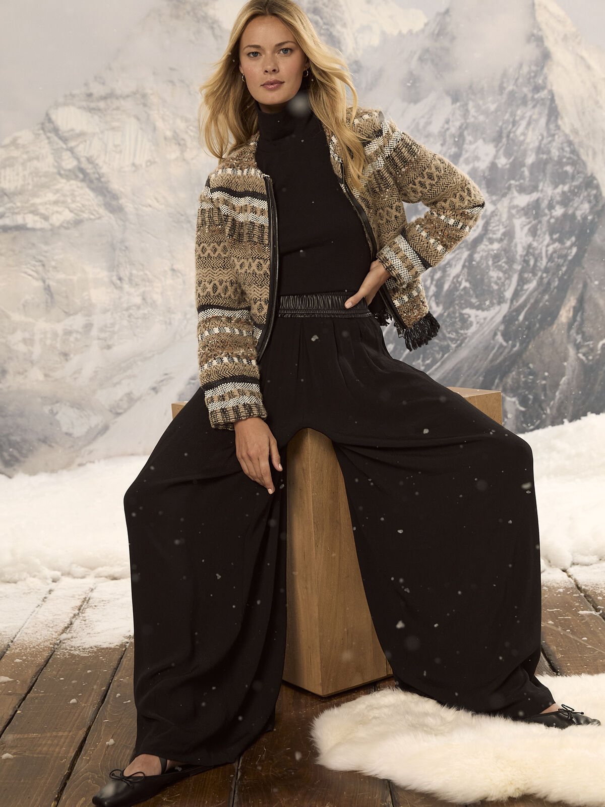 Gold Label Knit Weaving Trimmed Jacket