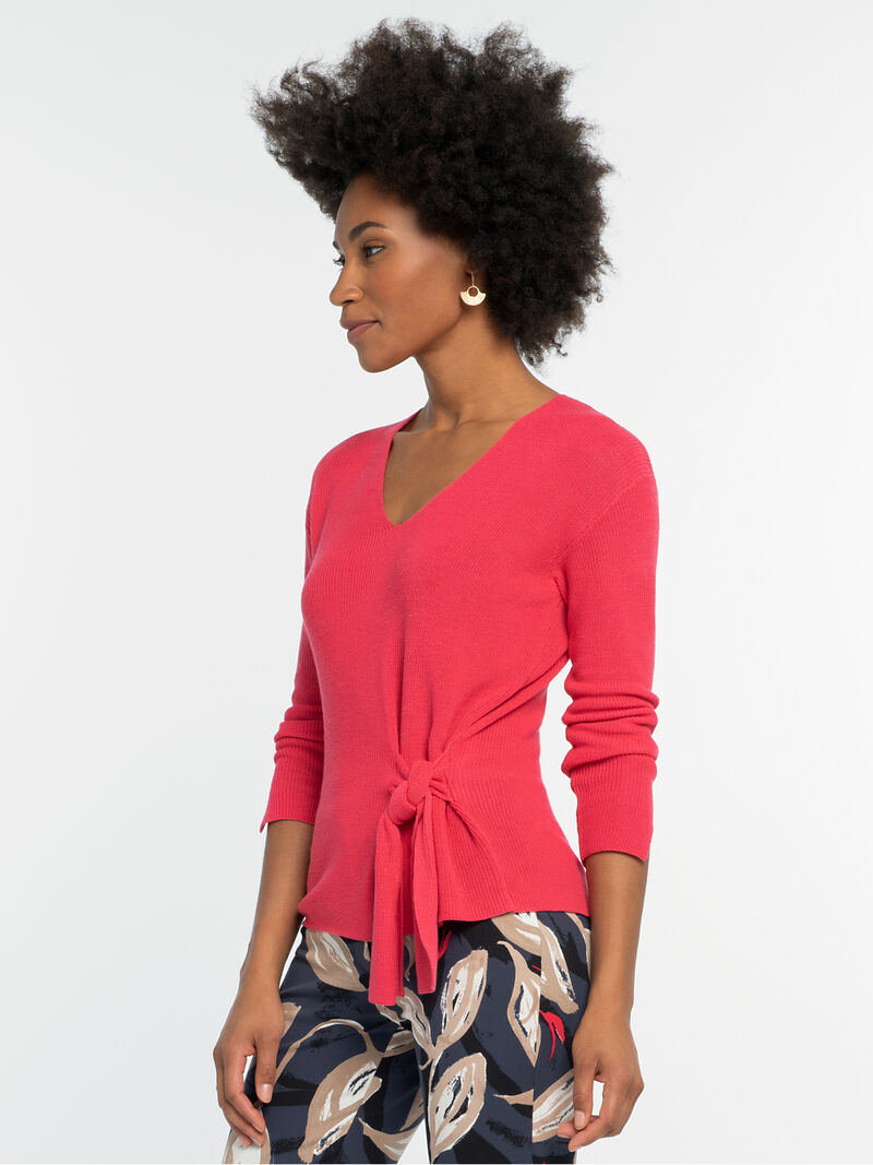 Woman Wears Flaunt Tie Sweater image number 1